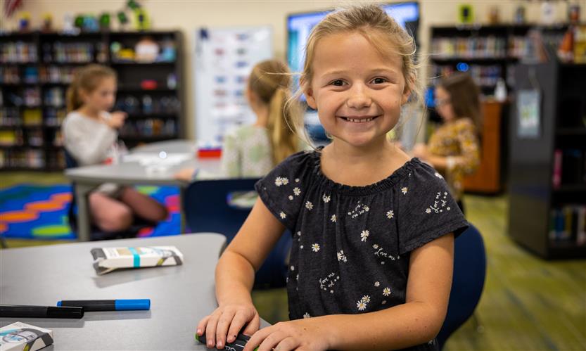 Students use robots in library